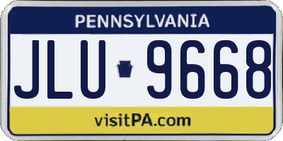 PA license plate JLU9668