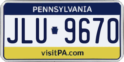 PA license plate JLU9670