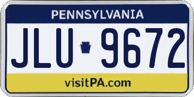 PA license plate JLU9672