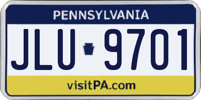PA license plate JLU9701