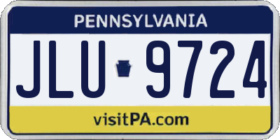 PA license plate JLU9724