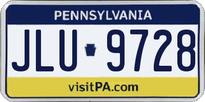 PA license plate JLU9728