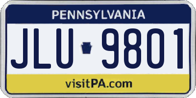 PA license plate JLU9801