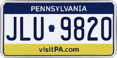PA license plate JLU9820