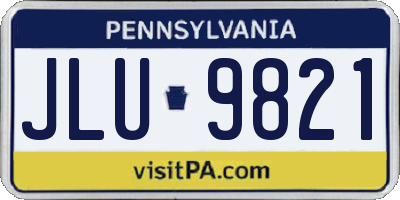 PA license plate JLU9821