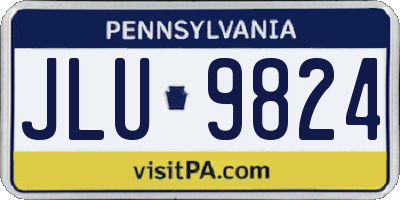 PA license plate JLU9824