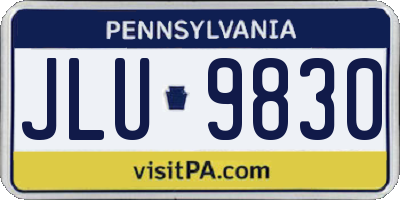 PA license plate JLU9830