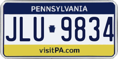 PA license plate JLU9834