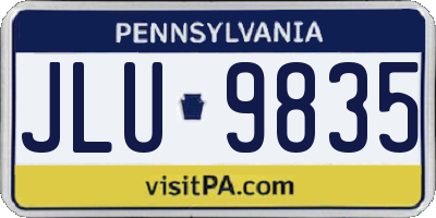 PA license plate JLU9835