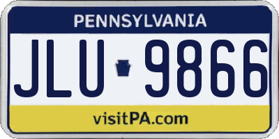 PA license plate JLU9866