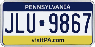 PA license plate JLU9867