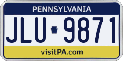 PA license plate JLU9871