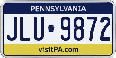 PA license plate JLU9872
