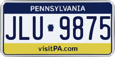 PA license plate JLU9875