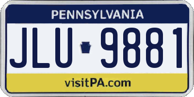 PA license plate JLU9881