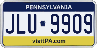 PA license plate JLU9909