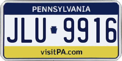 PA license plate JLU9916