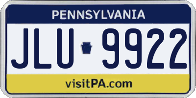 PA license plate JLU9922