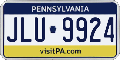 PA license plate JLU9924