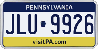 PA license plate JLU9926