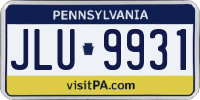 PA license plate JLU9931