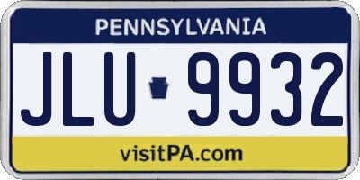 PA license plate JLU9932