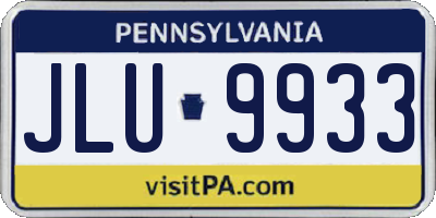 PA license plate JLU9933