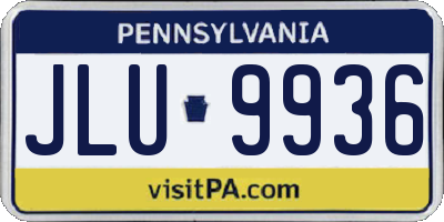 PA license plate JLU9936