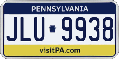 PA license plate JLU9938