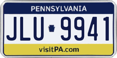 PA license plate JLU9941