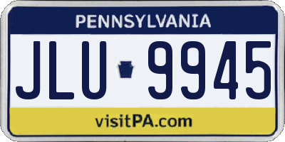 PA license plate JLU9945