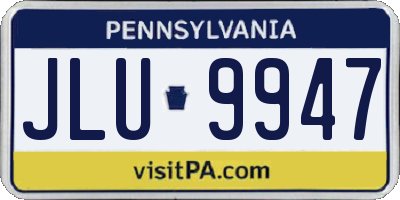 PA license plate JLU9947