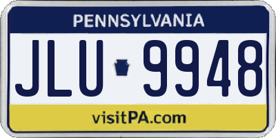 PA license plate JLU9948