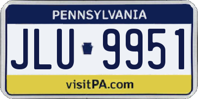 PA license plate JLU9951