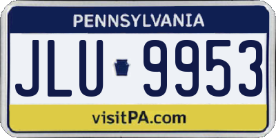 PA license plate JLU9953