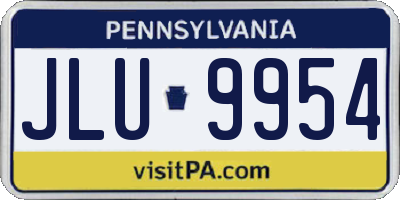 PA license plate JLU9954