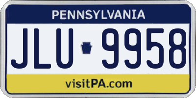 PA license plate JLU9958