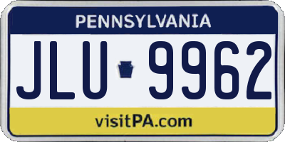PA license plate JLU9962