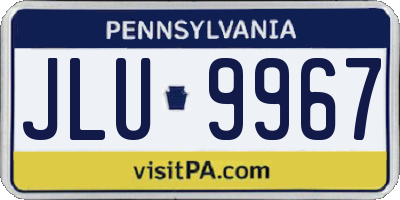 PA license plate JLU9967