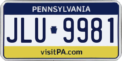 PA license plate JLU9981