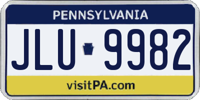 PA license plate JLU9982