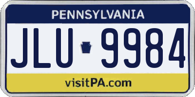 PA license plate JLU9984