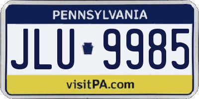 PA license plate JLU9985