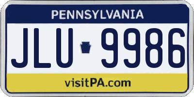 PA license plate JLU9986