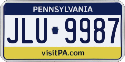 PA license plate JLU9987