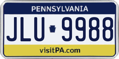 PA license plate JLU9988
