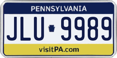 PA license plate JLU9989