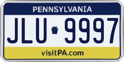 PA license plate JLU9997