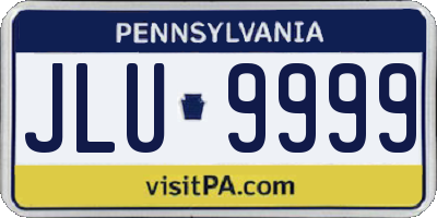 PA license plate JLU9999