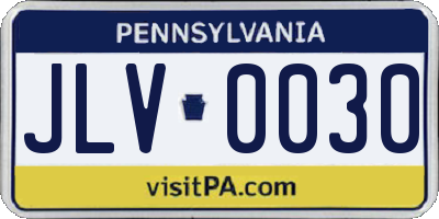 PA license plate JLV0030